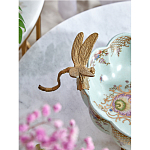 Чаша из голубого фарфора на бронзовых ножках с рисунком цветов и фигурками стрекоз Blue Garden варинант исполнения - 5 | Loft Concept в Костроме