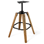 Барный стул со спинкой и металлической подставкой на 4-х деревянных ножках Бежевый Велюр Vendramin Chair варинант исполнения - 8 | Loft Concept в Костроме