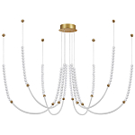 Люстра подвесная с 6-ю изогнутыми плафонами и белыми декоративными шариками PEARLS Suspension варинант исполнения - 1 | Loft Concept в Костроме