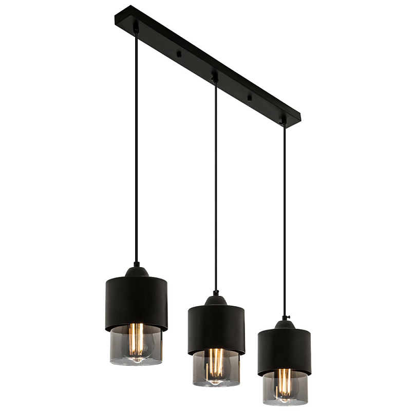 Подвесной светильник с 3-мя плафонами из дымчатого стекла Volta Flos Trio Hanging Lamp Черный Стекло Смок Подвесной светильник с 3-мя плафонами из дымчатого стекла Volta Flos Trio Hanging Lamp Черный Стекло Смок в Костроме | Loft Concept