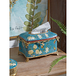 Салфетница прямоугольная голубого цвета с цветами и бабочками Blue Garden варинант исполнения - 3 | Loft Concept в Костроме