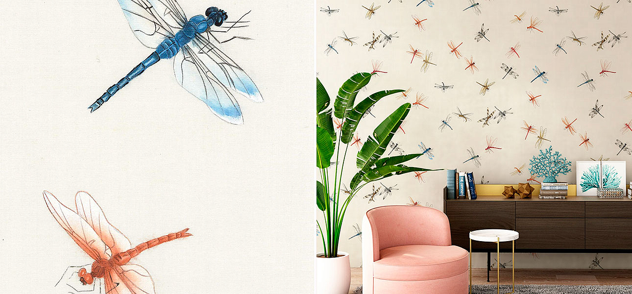 Обои ручная роспись Dragonflies Обои ручная роспись Dragonflies - Loft-Concept в Костроме