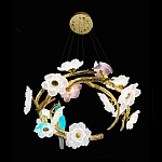 Люстра круглая на золотом каркасе с птичками и цветочным декором Miscellaneous herbs варинант исполнения - 8 | Loft Concept в Костроме