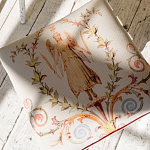 Банкетка одноместная из массива бука бежевая с растительным орнаментом Raffael Beige Floral Banquette варинант исполнения - 3 | Loft Concept в Костроме