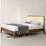 Кровать двуспальная с каркасом из дерева и мягким изголовьем Moon Walnut Bed варинант исполнения - 6 | Loft Concept в Костроме
