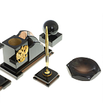 Настольный письменный набор с часами из природного камня обсидиана National Еmblem варинант исполнения - 5 | Loft Concept в Костроме