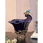 Чаша темно-синего цвета из фарфора с разноцветной птичкой Eden Garden porcelain and bronze варинант исполнения - 13 | Loft Concept в Костроме