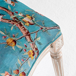 Стул из массива бука бирюзовый с изображением птиц и цветов Turquoise Beige Chinoiserie Peach Garden Chair варинант исполнения - 4 | Loft Concept в Костроме