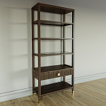 Стеллаж Elsa Dreams Walnut со стеклянными полками и ящиком варинант исполнения - 1 | Loft Concept в Костроме