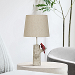 Настольная лампа с тканевым абажуром и основанием в виде птицы на дереве Simurq варинант исполнения - 3 | Loft Concept в Костроме