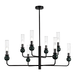 Люстра с 8-ю плафонами в форме стеклянных трубок и мраморных декоративных элементов Montreal варинант исполнения - 1 | Loft Concept в Костроме