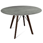 Стол обеденный с серой овальной столешницей из керамики на четырех деревянных ножках Gray Ceramics варинант исполнения - 1 | Loft Concept в Костроме