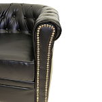 Кресло кожаное с мягкими подлокотниками на 4-х деревянных ножках Logan Leather Armchair black 2 варинант исполнения - 2 | Loft Concept в Костроме