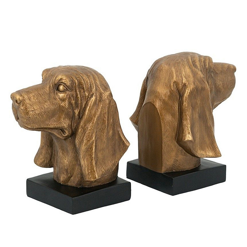 Держатель для книг с бронзовыми фигурками головы собаки Dog Elegance Бронза Черный Держатель для книг с бронзовыми фигурками головы собаки Dog Elegance Бронза Черный в Костроме | Loft Concept