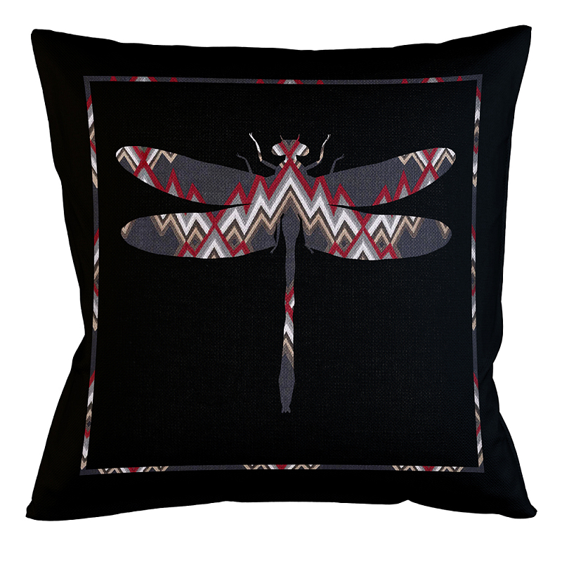 Подушка декоративная стрекоза цветной орнамент Ikat Pattern Мульти Бежевый Черный Подушка декоративная стрекоза цветной орнамент Ikat Pattern Мульти Бежевый Черный в Костроме | Loft Concept