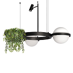 Подвесной светильник с 2-мя шарообразными плафонами и цилиндрическим спотом Light of Еyes варинант исполнения - 1 | Loft Concept в Костроме