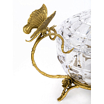 Конфетница из прозрачного рельефного стекла с ручками в виде стрекоз и фигуркой лебедя Eden Garden варинант исполнения - 2 | Loft Concept в Костроме