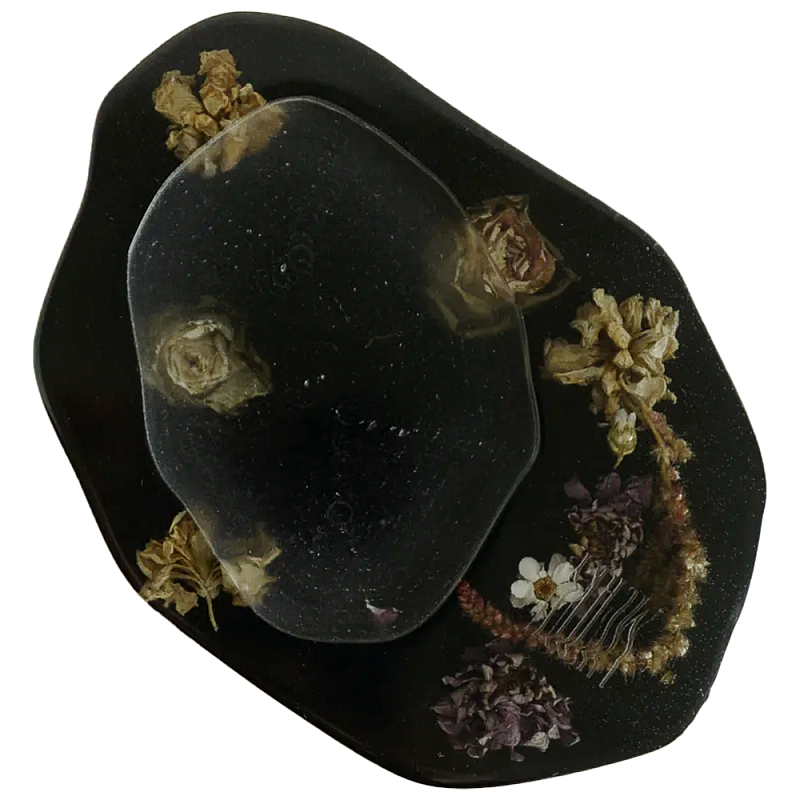 Подставка из эпоксидной смолы с цветами черная Epoxy Resin Flowers Black Черный Подставка из эпоксидной смолы с цветами черная Epoxy Resin Flowers Black Черный в Костроме | Loft Concept