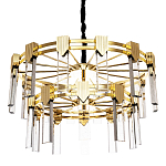 Двухъярусная люстра с прямоугольными хрустальными плафонами Glass Rectangles Gold Chandelier 76 варинант исполнения - 1 | Loft Concept в Костроме