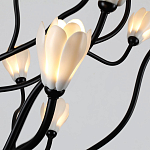 Люстра подвесная черного цвета с ветвями и белыми фарфоровыми цветами Floralis варинант исполнения - 13 | Loft Concept в Костроме