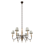 Люстра на металлическом основании с 6-ю белыми тканевыми абажурами Terrain варинант исполнения - 4 | Loft Concept в Костроме