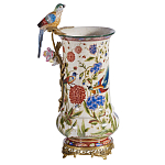 Ваза фарфоровая с птицей на бронзовой ветке и цветочной росписью Garden of Eden варинант исполнения - 5 | Loft Concept в Костроме