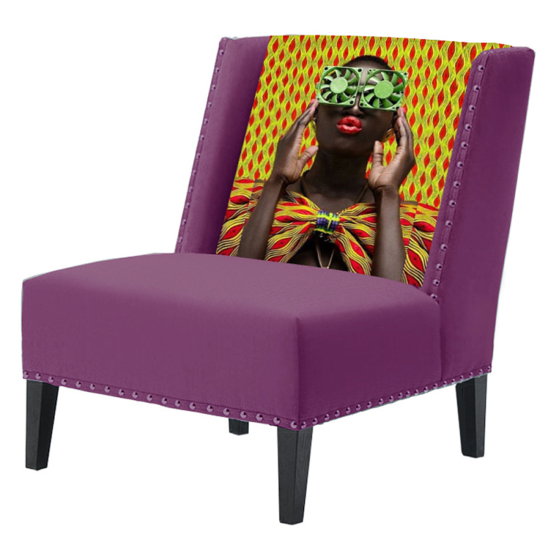 FUN Armchair Disco Purple Дизайнерское кресло с цветным принтом Баклажан FUN Armchair Disco Purple Дизайнерское кресло с цветным принтом Баклажан в Костроме | Loft Concept