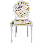 Стул светло-серый из натурального бука с изображением птиц и цветов Blooming Blue Birds варинант исполнения - 1 | Loft Concept в Костроме