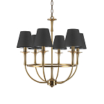 Люстра на металлическом основании бронзового цвета с 6-ю черными конусовидными абажурами Dignity варинант исполнения - 2 | Loft Concept в Костроме