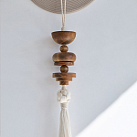 Аксессуар на стену диск с деревянными бусинами Wall Decor Thread Disc  варинант исполнения - 2 | Loft Concept в Костроме