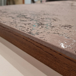 Стол обеденный с коричневой квадратной столешницей из керамики на четырех деревянных ножках Brown Ceramics варинант исполнения - 2 | Loft Concept в Костроме