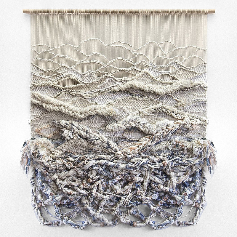 Дизайнерское современное текстильное панно Жемчуг Бежевый Голубой в Костроме | Loft Concept 