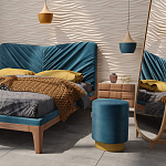 Пуф синий велюр на золотом металлическом основании Golden Belt варинант исполнения - 4 | Loft Concept в Костроме