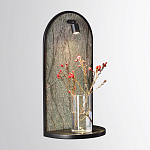 Настенный светильник зеленого цвета с черной рамкой овальной формы с полкой Herbarium  варинант исполнения - 2 | Loft Concept в Костроме