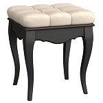 Пуф из массива бука с бежевой обивкой из велюра White Provence Black Provence варинант исполнения - 1 | Loft Concept в Костроме