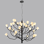 Люстра подвесная черного цвета с ветвями и белыми фарфоровыми цветами Floralis варинант исполнения - 12 | Loft Concept в Костроме