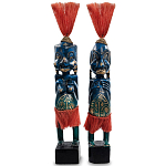 Комплект из 2-х деревянных статуэток Asmat Straw Headdress Statuettes Multicolor варинант исполнения - 2 | Loft Concept в Костроме