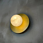 Бра круглое с плафоном из натурального камня на латунном основании Cryptocrystalline Stone варинант исполнения - 5 | Loft Concept в Костроме