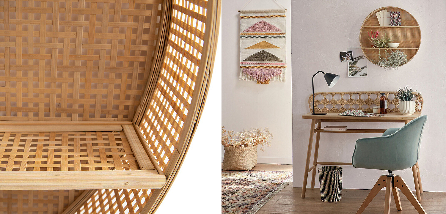 Полка Wicker Bamboo Shelf cells Полка Wicker Bamboo Shelf cells - Loft-Concept в Костроме