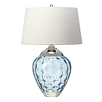 Настольная лампа со белым конусным абажуром и прозрачным голубым стеклянным основанием Quintiesse варинант исполнения - 1 | Loft Concept в Костроме