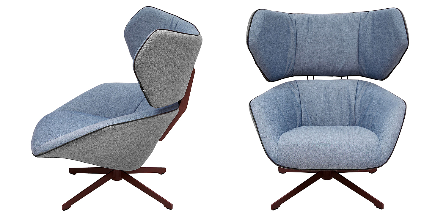 Вращающееся кресло с двухцветной обивкой Wilder Armchair голубой и серый Вращающееся кресло с двухцветной обивкой Wilder Armchair голубой и серый - Loft-Concept в Костроме