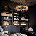 Люстра кольцевая чёрного цвета с вертикальными стеклянными элементами Ring Horizontal варинант исполнения - 2 | Loft Concept в Костроме