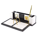 Настольный письменный набор из белого мрамора и змеевика Marble Accessory варинант исполнения - 2 | Loft Concept в Костроме