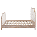 Кровать двуспальная светло-бежевая с основанием из массива дуба с мягким изголовьем Flax Beds варинант исполнения - 2 | Loft Concept в Костроме