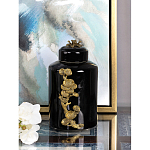 Банка с крышкой из фарфора с бронзовым цветочным элементом Eden Garden варинант исполнения - 4 | Loft Concept в Костроме