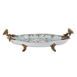 Блюдо овальное из голубого фарфора с ручками в виде бабочек и цветочным рисунком Blue Garden варинант исполнения - 1 | Loft Concept в Костроме