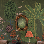 Обои ручная роспись Malwa Original colourway on Olive tobacco варинант исполнения - 1 | Loft Concept в Костроме