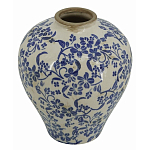 Ваза округлой формы с синим цветочным узором Blue & White Ornament  варинант исполнения - 1 | Loft Concept в Костроме