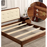Кровать двуспальная с каркасом из дерева и мягким изголовьем Moon Walnut Bed варинант исполнения - 5 | Loft Concept в Костроме
