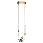 Подвесной светильник с декоративной фигуркой птицы на прозрачной изогнутой трубке Ganthea варинант исполнения - 2 | Loft Concept в Костроме